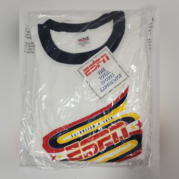 VTG NWT ESPN Established 1979 2003 Official Merchandise T-Shirt Size XXL White - Picture 13 of 14